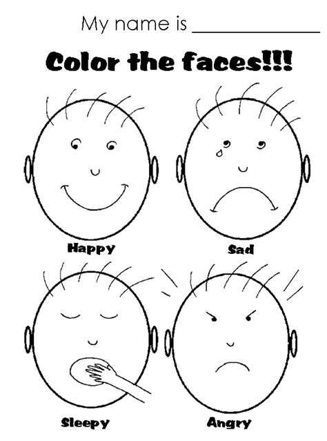 printable emotions coloring pages  preschoolers thekidsworksheet