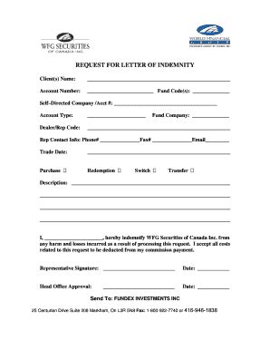 printable indemnity letter forms  templates fillable samples