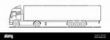 Outline Lorry Semitrailer Freight sketch template