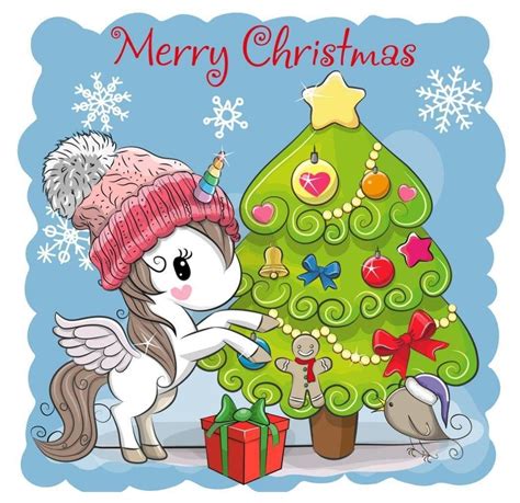 pin  april  christmas christmas unicorn cartoon christmas tree