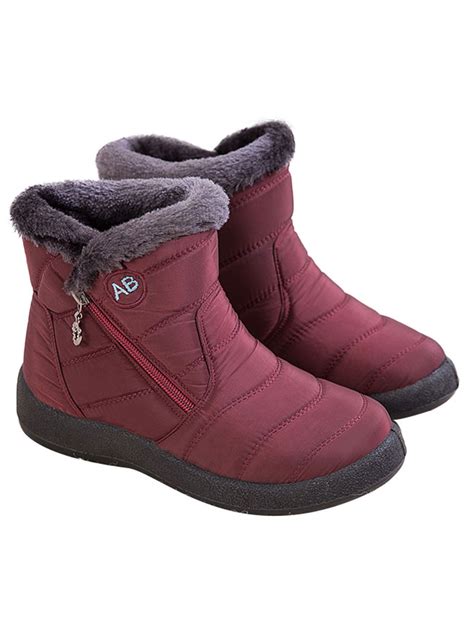 luxur womens waterproof winter snow boots ladies fur lined warm slip