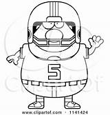 Chubby Waving Player Football Clipart Cartoon Thoman Cory Outlined Coloring Vector 2021 sketch template