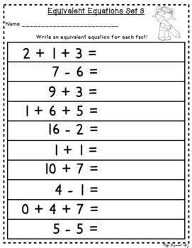 worksheets  practice equivalent equation problems  lisa rombach