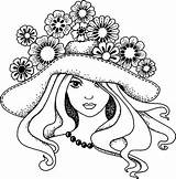 Hat Coloring Lady Pages Stamp Cling Mounted Rubber Chocolatebaroque sketch template