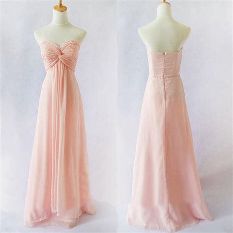 peach long prom dress strapless sweetheart chiffon zipper floor length long women formal