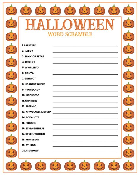 printable halloween word games  adults printable form