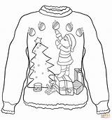 Sweater Colouring Colorare Natale Disegni Maglione Babbo sketch template