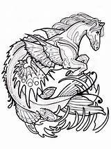 Coloring Pages Selkie Cryptid Horse Irish Color Folklore Colouring Adult Line Etsy sketch template