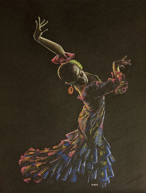flamenco dancer  flowered dress drawing  martin howard