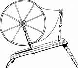 Spinning Wheel Outline Vector Antique Clip Illustrations Fashioned Textile 18th Outlined Era Wooden Century Single Side Old Stock Similar sketch template