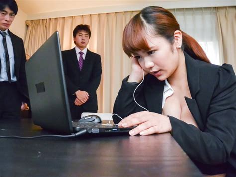 Anju Akane Strips Naked And Fucks At The Office With Two