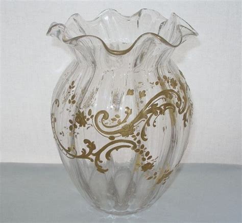 Astoundingly Gorgeous Art Nouveau Glass Vase Gold Hp Signed Glows In