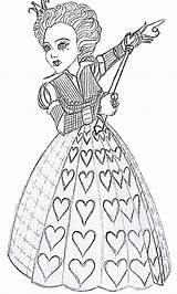 Alice Wonderland Coloring Pages Queen Hearts Burton Hatter Mad Tim Printable Drawing Adult Deviantart Sheets Party Kids Colorir Para Color sketch template