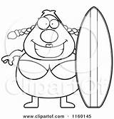 Surfer Clipart Cartoon Pudgy Female Cory Thoman Vector Outlined Coloring Royalty Surf Board Collc0121 Protected sketch template