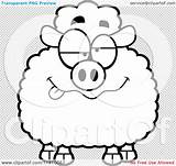 Drunk Sheep Outlined Coloring Clipart Cartoon Vector Cory Thoman sketch template
