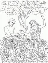 Eve Coloring Pages Adam Eden Garden Bible Colouring Kids Color Sheets School Drawing Worksheets Catholic Fruit Sunday Sheet Printable Dover sketch template