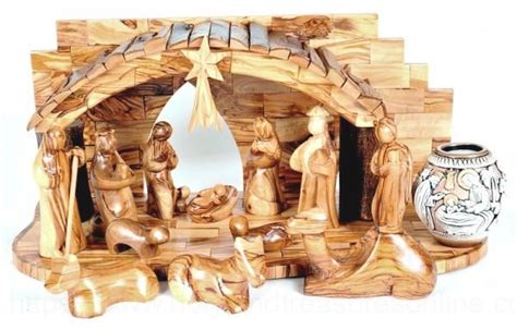 modern indoor nativity scene musical brown  nativity