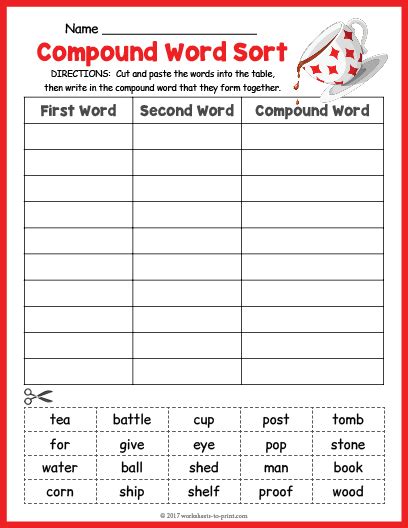 compound word worksheets