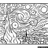 Gogh Starry Estrellada Vincent Sternennacht Noite Estrelada Pinturas Atividades Quadri Famosi Quadros Simples Lienzo Thecolor Malvorlagen Notte Stellata Preto Malvorlage sketch template