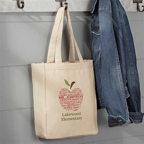 personalized apple tote bag  teachers