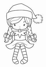 Girl Elf Christmas Coloring Pages Printable Elves Colouring Color Template Kids Clipart sketch template