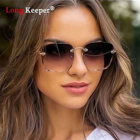 new vintage fashion oversized rimless sunglasses women famous luxury