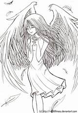 Coloring Pages Fairy Anime Angel Lineart Ange Cute Colouring Deviantart Manga Adult Demon Et Color Angels Coloriages Sheets Printable Print sketch template