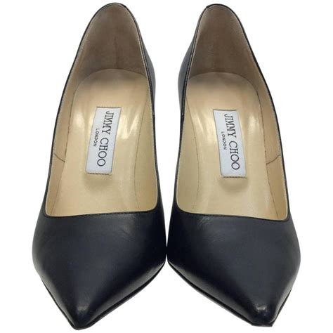 jimmy choo black leather heels  sale  stdibs