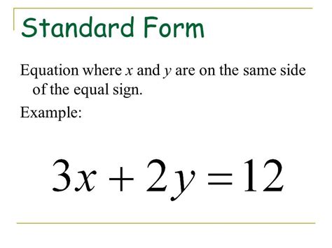 standard form  linear equation worksheet
