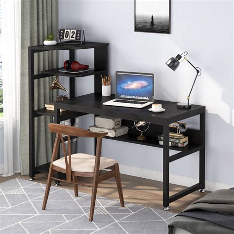 tribesigns computer desk   tiers shelves  hutch modern