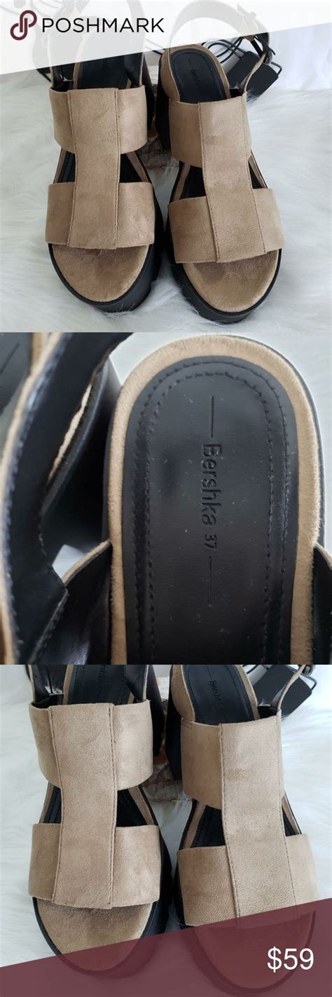 bershka platform sandals shoes faux suede sz  platform sandals tan platform sandals faux