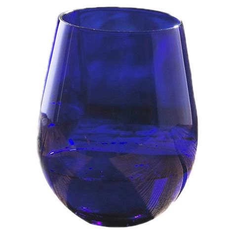 Pershing Stemless Wine Glass Cobalt Blue Wine Glasses Glass Cobalt