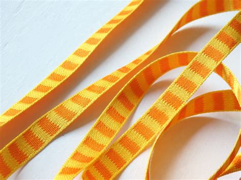 yellow  orange striped trim  yards mm sunny etsy