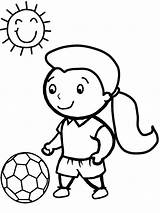 Coloring Sunny Soccer Girl Playing Pages Little Clipart Drawing Ball Cute Clip Girls Cliparts Cartoon Player Easy Weather Kids Goalie sketch template