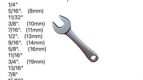 quick reference standard wrench sizes  order sae youtube