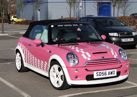pin  linette barney cheetham   dream mini car pink mini
