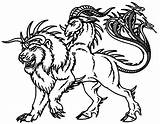 Chimera Human Greek Animal Manticore Hybrids Creatures Drawing Lion Snake Goat Hybrid Mythology Monsters Creature Coloring Myth Typhon Mythical Simple sketch template