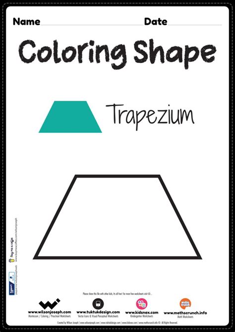 trapezium trapezoid coloring page  preschool kids