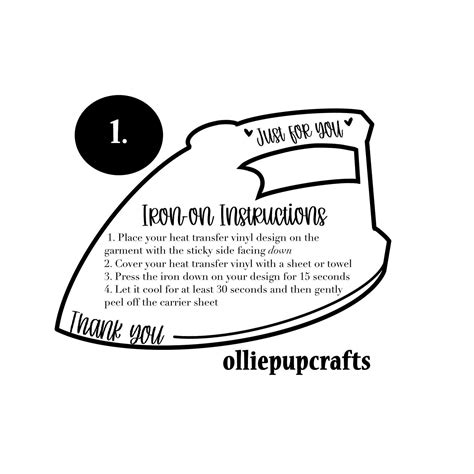 printable iron  instructions   apply decal heat transfer vinyl labels   apply