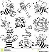 Insects Coloring Kids Drawing Insect Stock Royalty Pages Cartoon Vector Drawings Bee Book Illustration Children Clip Sheet Dreamstime Draw Board sketch template
