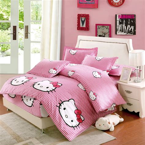 kitty pc bedding sets twin full queen cat pink fitted sheet