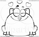 Chubby Pig Clipart Cartoon Thoman Cory Outlined Coloring Vector Royalty sketch template