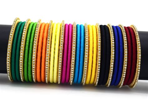 indi creation silk thread bangles chuda  women girl ethnic wear traditional bangle set multi