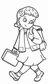 School Coloring Pages Clipart Girl Going Little Cute Back Preschool Drawing Girls Cliparts Printable Clip Color Kids Panda Presentations Use sketch template
