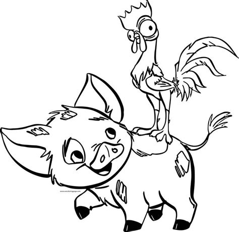 pua heihei happy coloring page moana coloring pages disney coloring