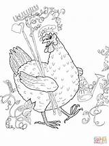 Hen Little Red Coloring Pages Printable Color Book Supercoloring Template Drawing Puppets Colouring Activities Printables Characters Sheets Dot Dessin Chicken sketch template