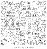 Valentine Doodles Valentines Vector Easy Pattern Heart Cake Drawings Shutterstock sketch template