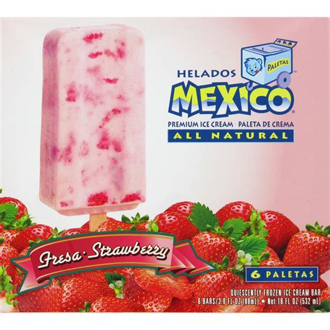 Helados Mexico Ice Cream Bar Premium Strawberry 6 Ct From Foodsco