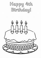 Birthday 4th Coloring Pages Happy Cake Printable Fourth Getcolorings Color sketch template