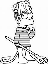 Lil Peep Hellboy Bart Simpsons Peeps Xcolorings Crying Coloringsheet Lilpeep Rapper Sheet 1528 2048 sketch template